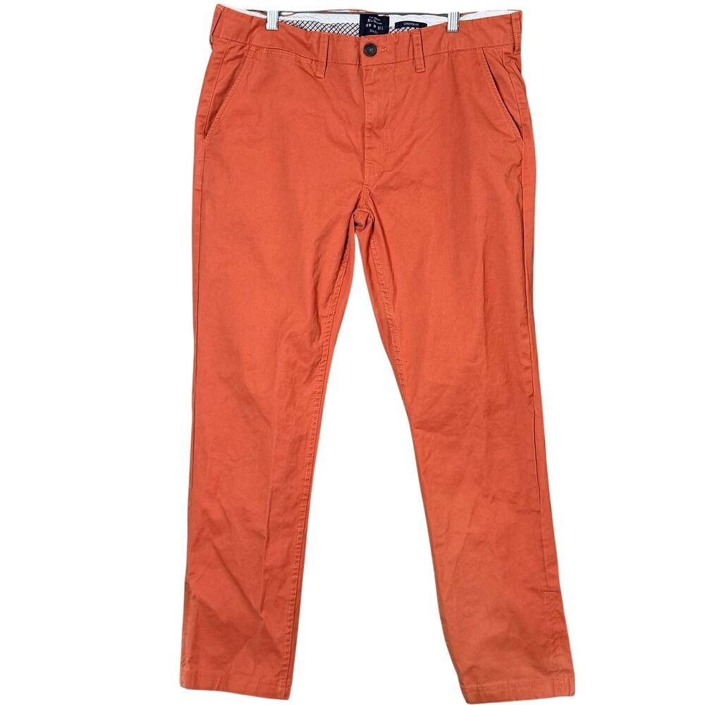 Ben Sherman Chino pant Men's 36x32 Slim Fit Flat Front Stretch Salmon.